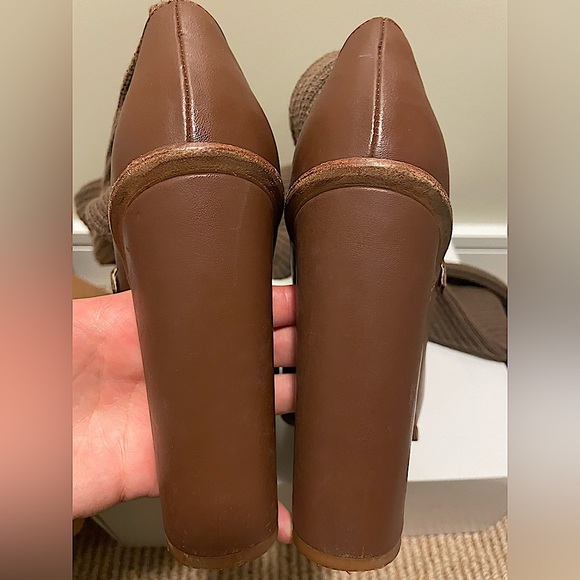 Brown Leather Knit Sock Heeled Boots 🤎🤎🤎 - Picture 3 of 3